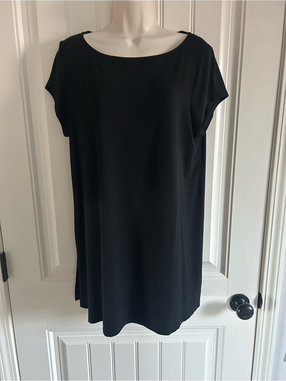 NEW Eileen Fisher Black Short Sleeve Shift Tunic Sz L